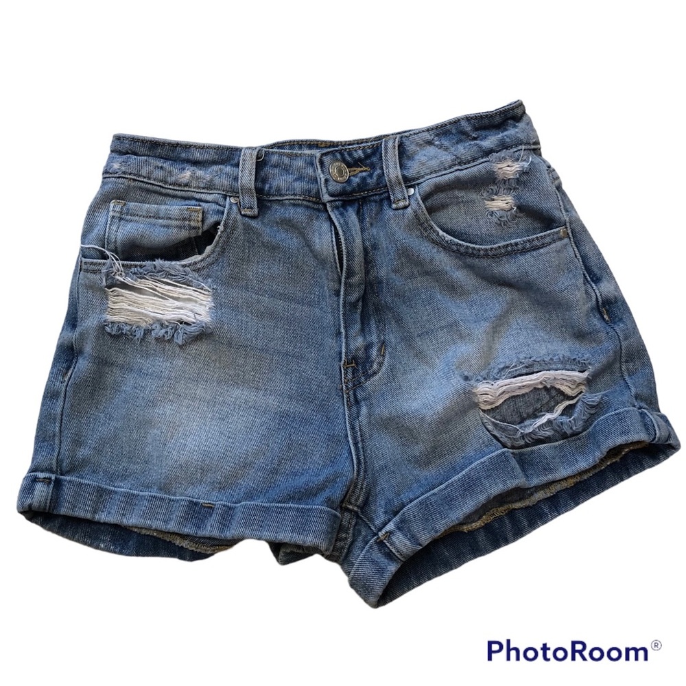 Pacsun Mom Shorts Womens Size 26 Distressed 100% Cotton 90s Denim High Rise